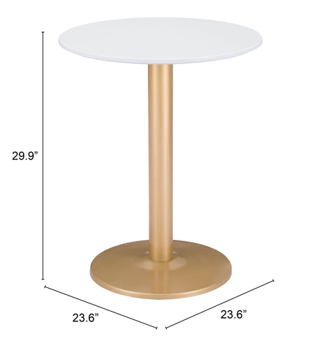 Alto White & Gold Bistro Table by Zuomod at Eve Furniture