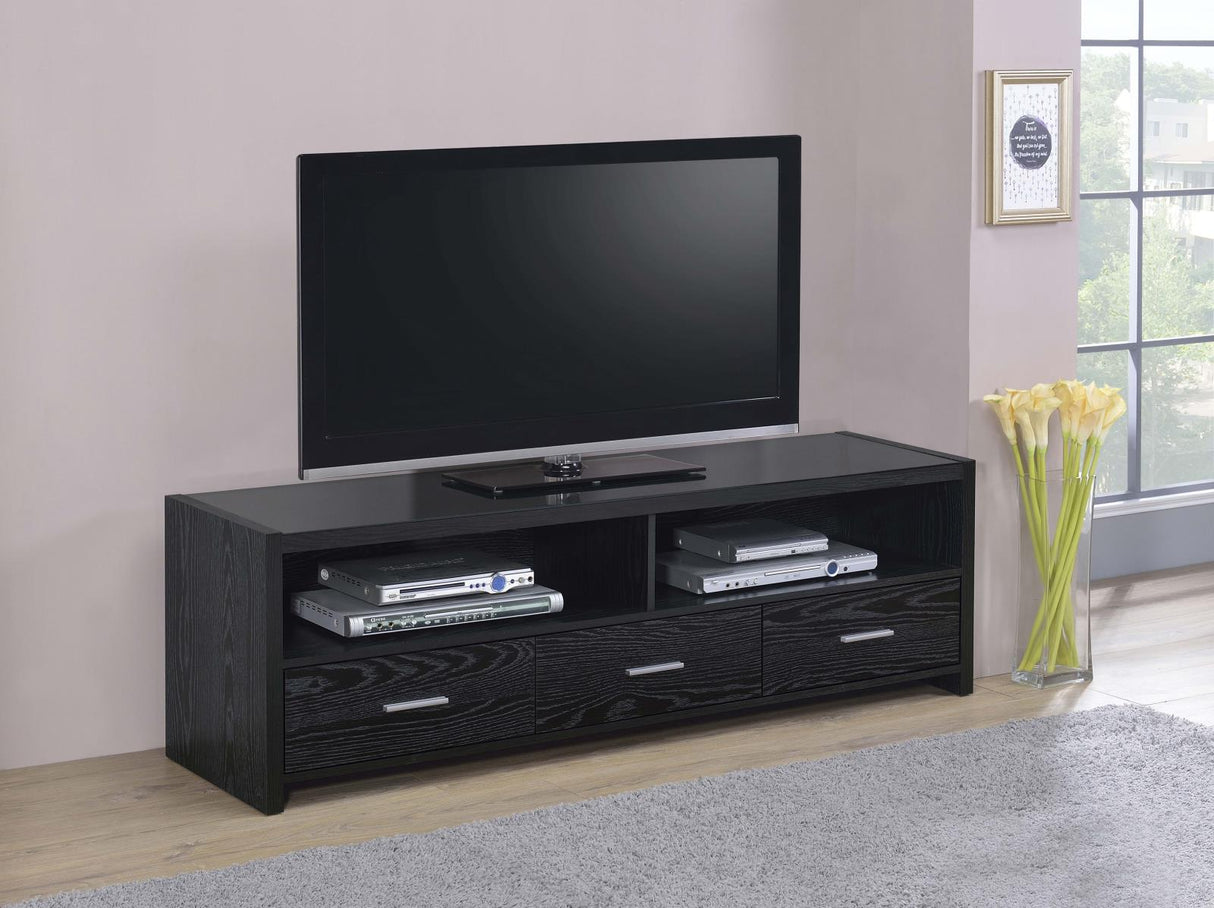 Alton 62" 3-Drawer TV Console Black Oak