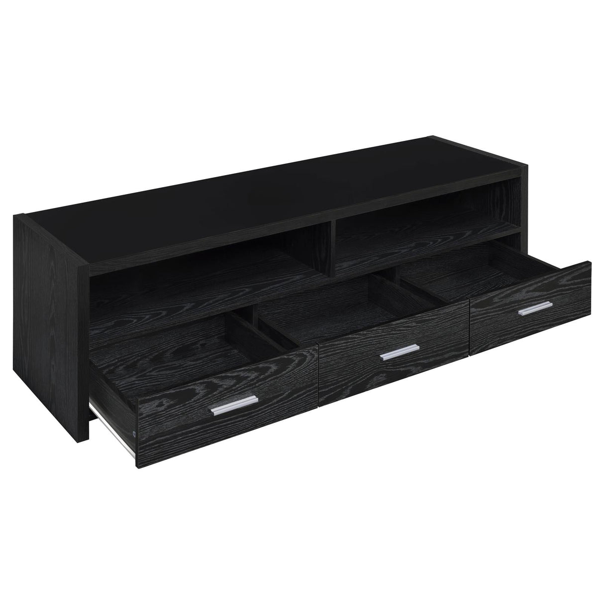 Alton 62" 3-Drawer TV Console Black Oak