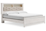 Altyra White King Upholstered LED Bookcase Panel Bed by Ashley at Eve Furniture