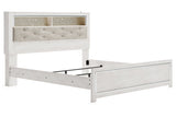Altyra White King Upholstered LED Bookcase Panel Bed by Ashley at Eve Furniture