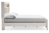 Altyra White King Upholstered LED Bookcase Platform Bed by Ashley at Eve Furniture