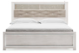 Altyra White King Upholstered LED Bookcase Platform Bed by Ashley at Eve Furniture