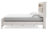 Altyra White King Upholstered LED Bookcase Platform Bed by Ashley at Eve Furniture