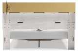 Altyra White King Upholstered LED Bookcase Storage Platform Bed by Ashley at Eve Furniture