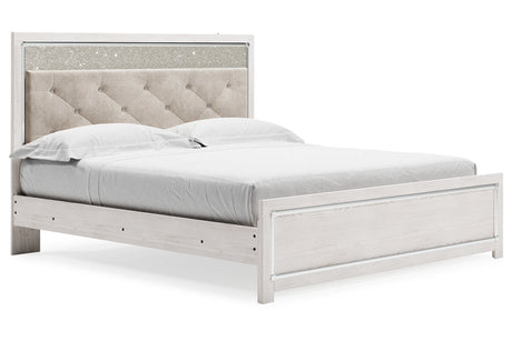 Altyra White King Upholstered Panel Bed by Ashley at Eve Furniture