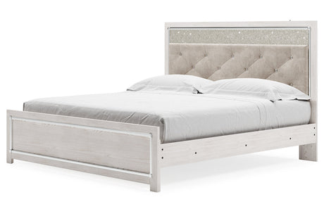 Altyra White King Upholstered Panel Bed by Ashley at Eve Furniture