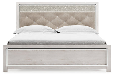 Altyra White King Upholstered Panel Bed by Ashley at Eve Furniture