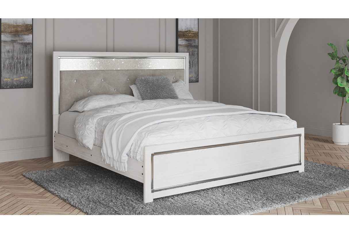 Altyra White King Upholstered Panel Bed by Ashley at Eve Furniture