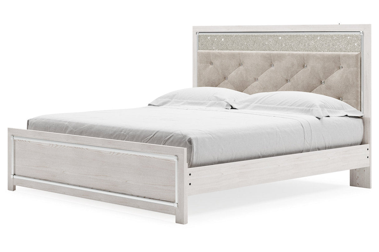 Altyra White King Upholstered Platform Bed by Ashley at Eve Furniture