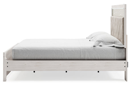Altyra White King Upholstered Platform Bed by Ashley at Eve Furniture
