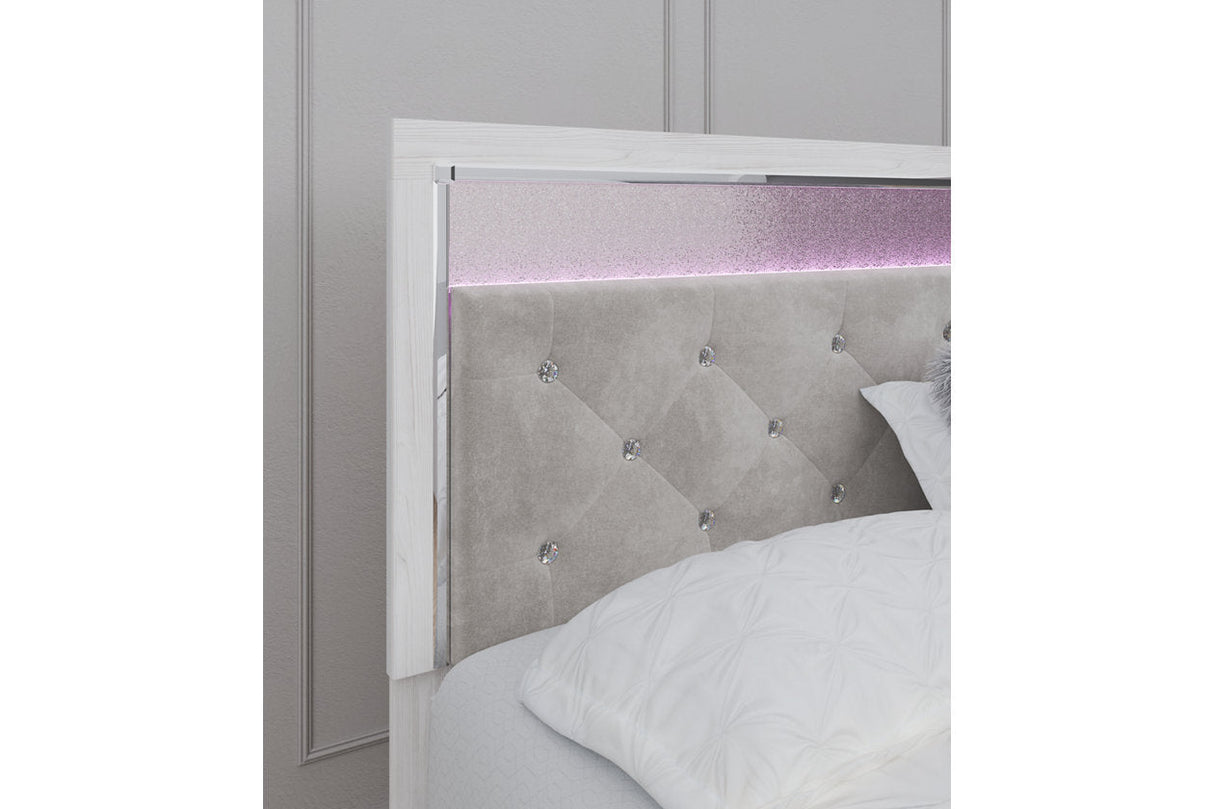 Altyra White King Upholstered Platform Bed by Ashley at Eve Furniture