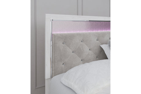 Altyra White King Upholstered Platform Bed by Ashley at Eve Furniture