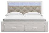 Altyra White King Upholstered Storage Panel Bed by Ashley at Eve Furniture