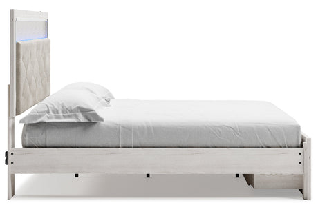 Altyra White King Upholstered Storage Panel Bed by Ashley at Eve Furniture