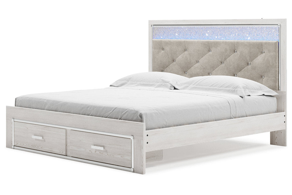 Altyra White King Upholstered Storage Panel Bed by Ashley at Eve Furniture