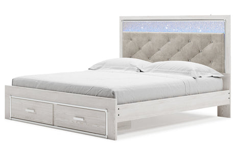 Altyra White King Upholstered Storage Panel Bed by Ashley at Eve Furniture