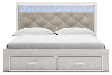 Altyra White King Upholstered Storage Panel Bed by Ashley at Eve Furniture
