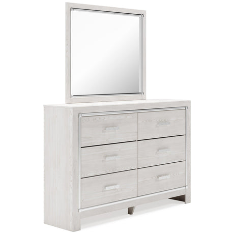 Altyra White LED Bookcase Upholstered Footboard Storage Platform Bedroom Set by Ashley at Eve Furniture