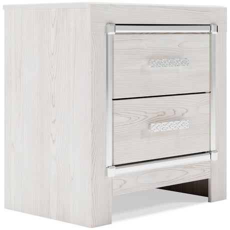 Altyra White LED Bookcase Upholstered Footboard Storage Platform Bedroom Set by Ashley at Eve Furniture