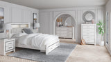 Altyra White LED Bookcase Upholstered Footboard Storage Platform Bedroom Set by Ashley at Eve Furniture