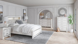Altyra White LED Bookcase Upholstered Panel Bedroom Set by Ashley at Eve Furniture