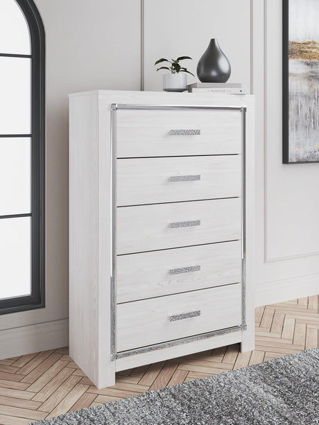 Altyra White LED Upholstered Panel Bedroom Set by Ashley at Eve Furniture