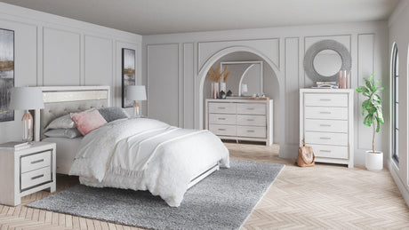 Altyra White LED Upholstered Panel Bedroom Set by Ashley at Eve Furniture