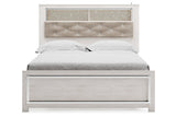 Altyra White Queen Upholstered LED Bookcase Panel Bed by Ashley at Eve Furniture