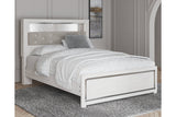 Altyra White Queen Upholstered LED Bookcase Panel Bed by Ashley at Eve Furniture