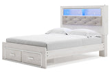 Altyra White Queen Upholstered LED Bookcase Storage Panel Bed by Ashley at Eve Furniture