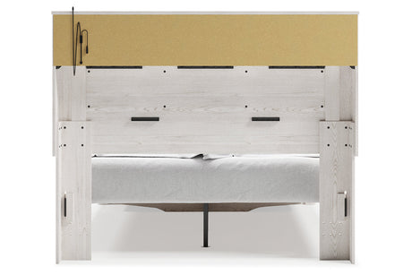 Altyra White Queen Upholstered LED Bookcase Storage Panel Bed by Ashley at Eve Furniture