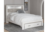 Altyra White Queen Upholstered LED Bookcase Storage Panel Bed by Ashley at Eve Furniture