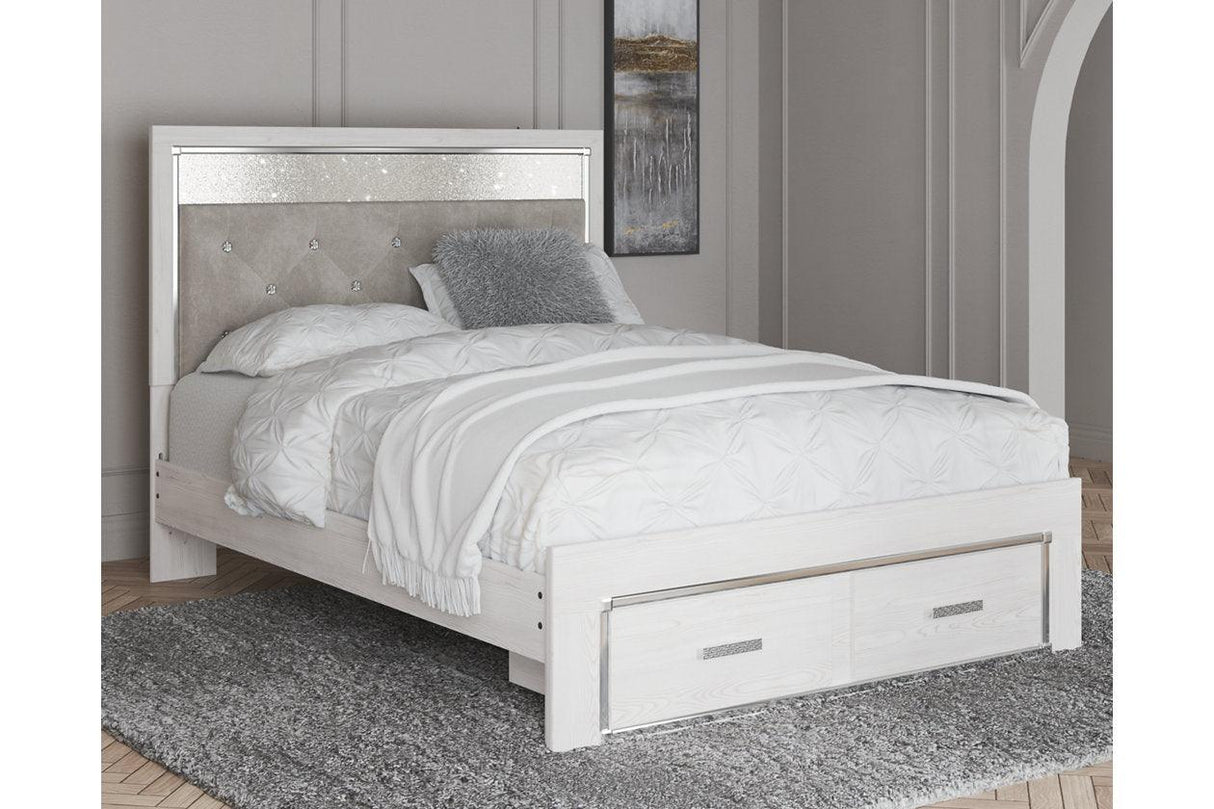 Altyra White Queen Upholstered Storage Platform Bed by Ashley at Eve Furniture