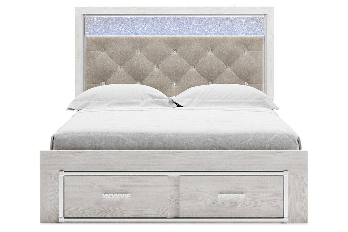 Altyra White Queen Upholstered Storage Platform Bed by Ashley at Eve Furniture