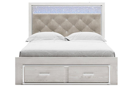 Altyra White Queen Upholstered Storage Platform Bed by Ashley at Eve Furniture