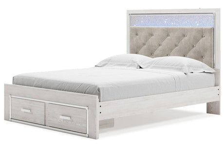 Altyra White Queen Upholstered Storage Platform Bed by Ashley at Eve Furniture
