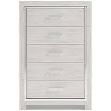 Altyra White Upholstered LED Bookcase Panel Bedroom Set by Ashley at Eve Furniture