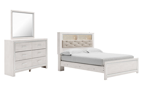 Altyra White Upholstered LED Bookcase Panel Bedroom Set by Ashley at Eve Furniture