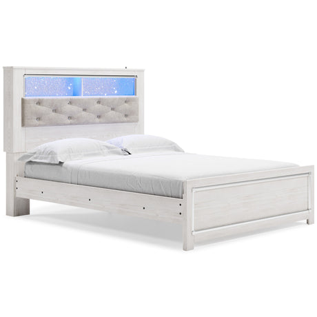 Altyra White Upholstered LED Bookcase Panel Bedroom Set by Ashley at Eve Furniture