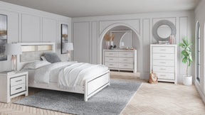 Altyra White Upholstered LED Bookcase Panel Bedroom Set by Ashley at Eve Furniture