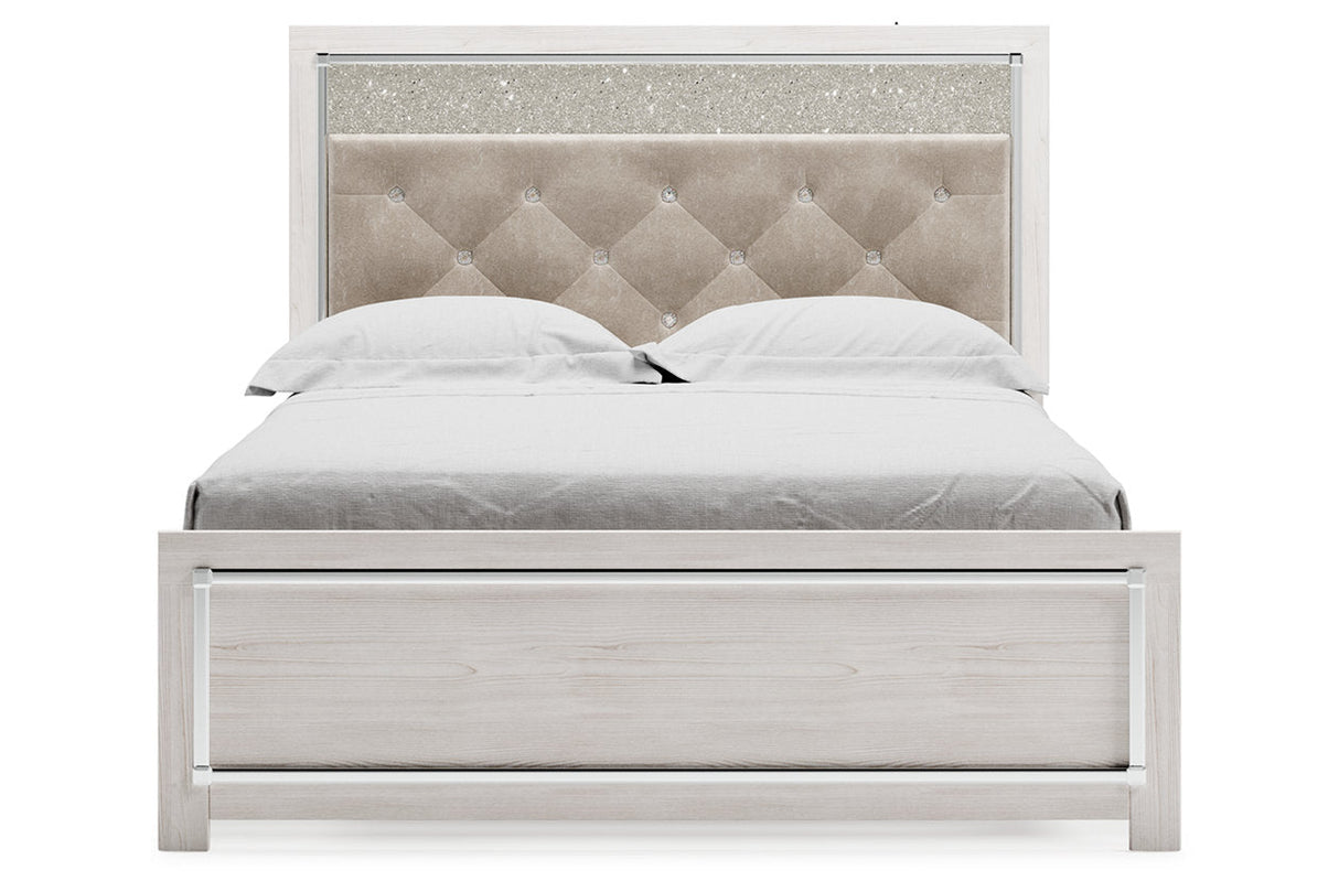 Altyra White Upholstered LED Panel Platform Bedroom Set by Ashley at Eve Furniture