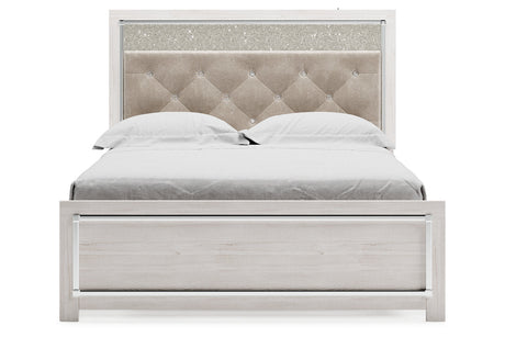 Altyra White Upholstered LED Panel Platform Bedroom Set by Ashley at Eve Furniture