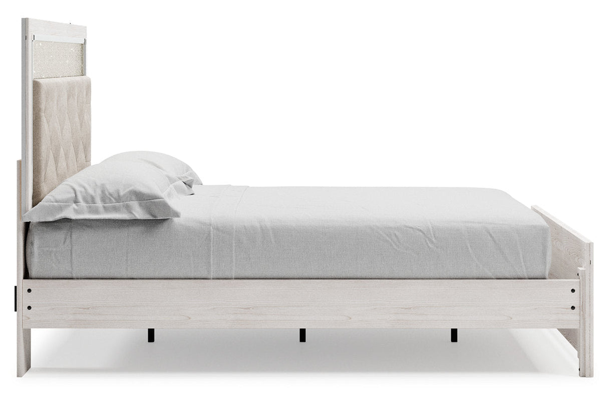 Altyra White Upholstered LED Panel Platform Bedroom Set by Ashley at Eve Furniture