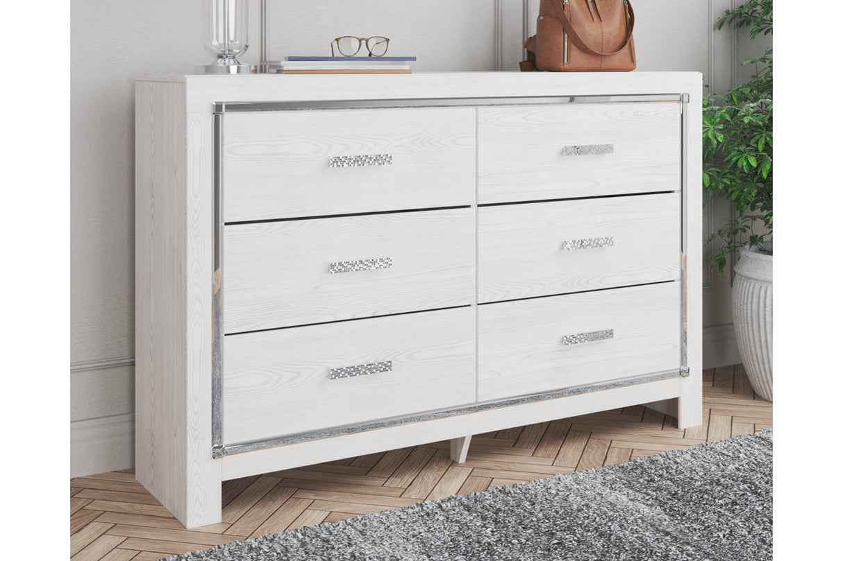 Altyra White Upholstered LED Panel Platform Bedroom Set by Ashley at Eve Furniture