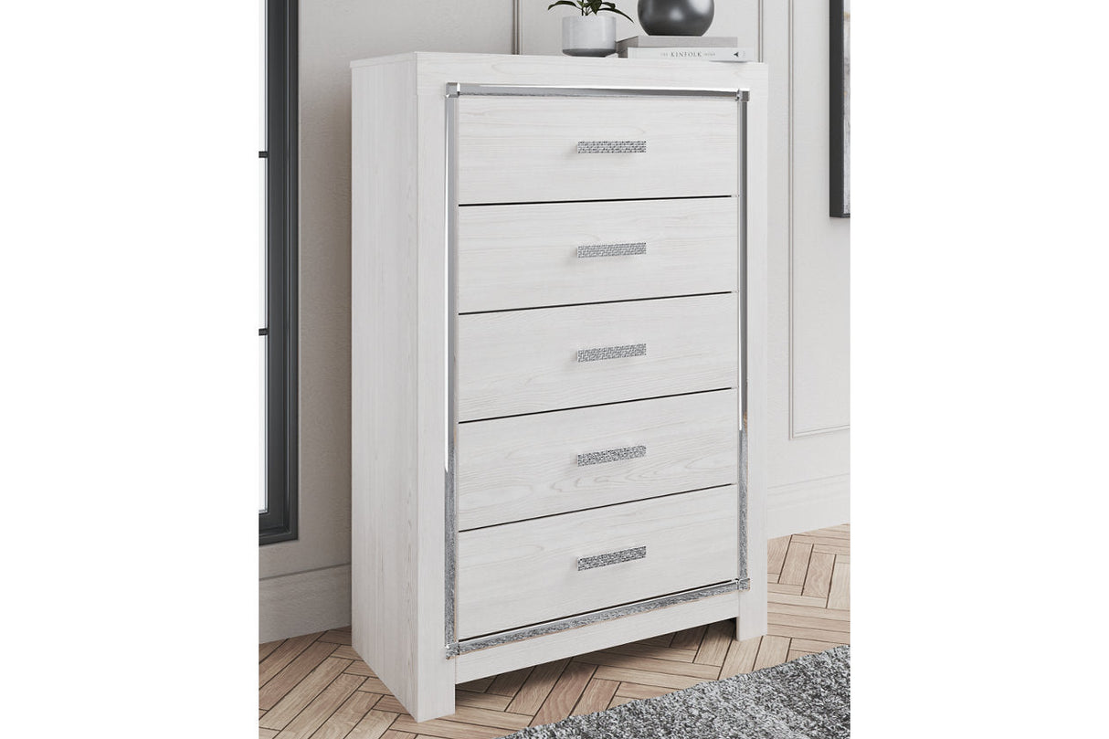 Altyra White Upholstered LED Panel Platform Bedroom Set by Ashley at Eve Furniture