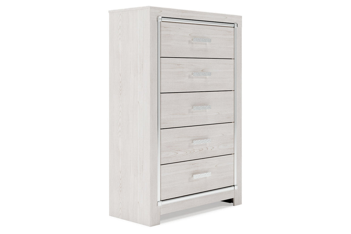 Altyra White Upholstered LED Panel Platform Bedroom Set by Ashley at Eve Furniture