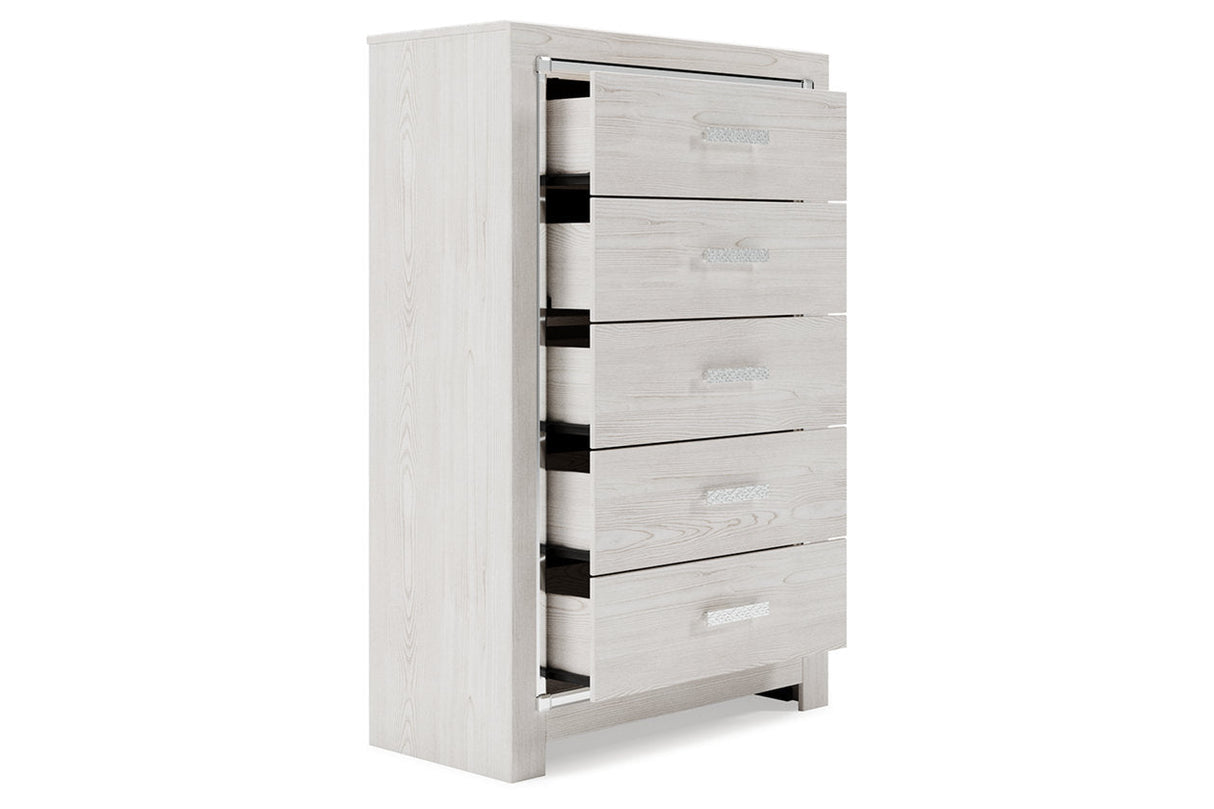 Altyra White Upholstered LED Panel Platform Bedroom Set by Ashley at Eve Furniture