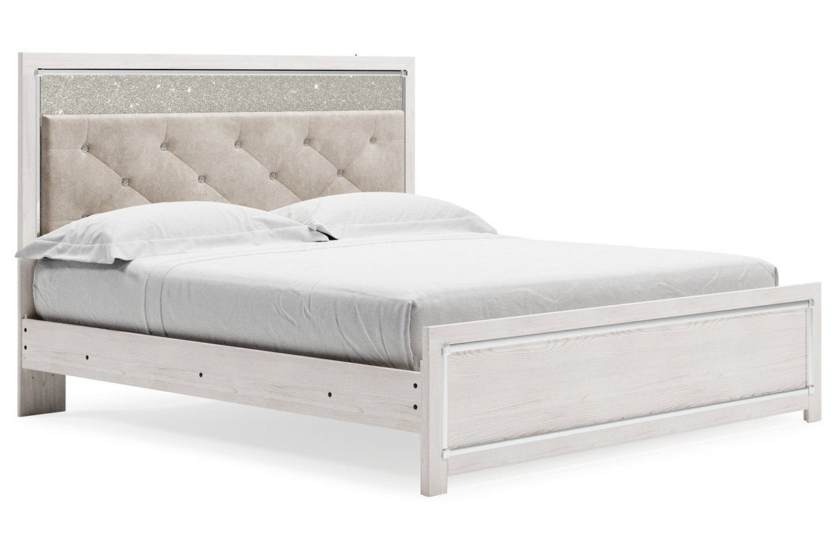 Altyra White Upholstered LED Panel Platform Bedroom Set by Ashley at Eve Furniture