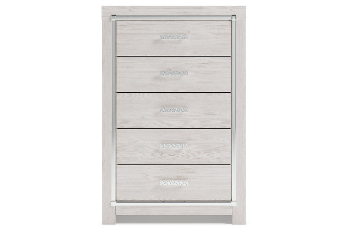 Altyra White Upholstered LED Panel Platform Bedroom Set by Ashley at Eve Furniture